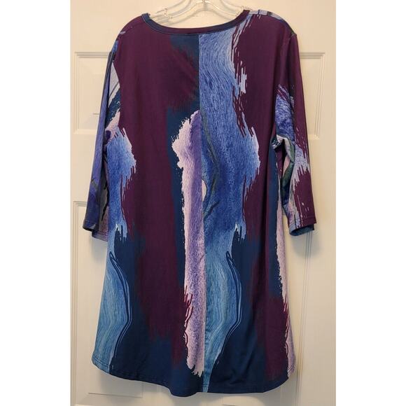 Azalea Womens Pullover Top Purple And Blue Polyester Spandex Shirt 1X - Picture 6 of 9